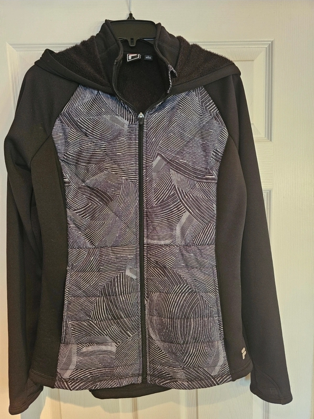 FILA Sport Women's Black & Gray Zip-Up Hooded Jacket. Size: Large.